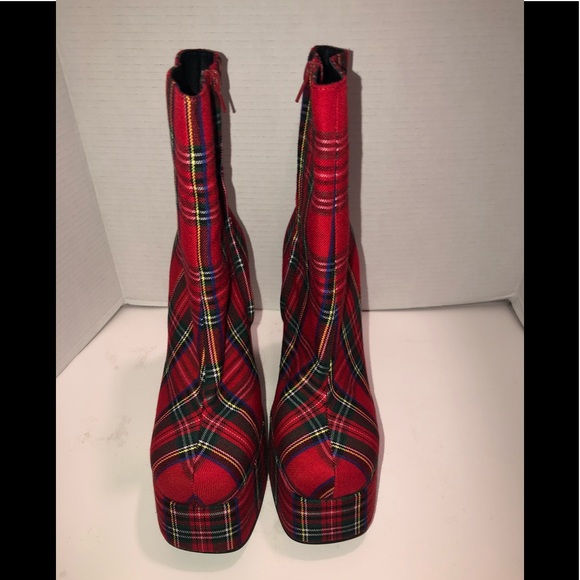 Jeffrey Campbell tartan plaid platform boots 9.5 - Picture 2 of 5